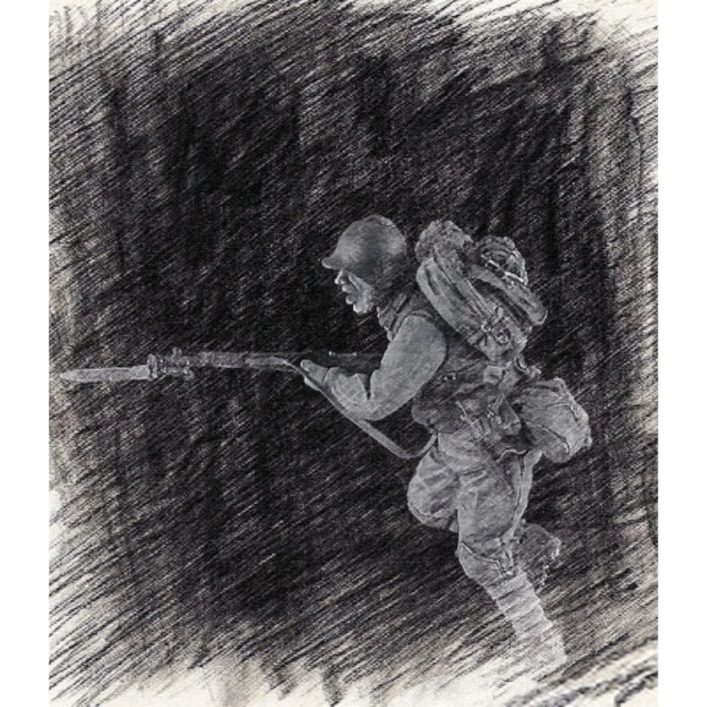1/35 WWII Soviet Soldier Charging with Fixed Bayonet, Resin Model Figure Kit, Unassembled and Unpainted