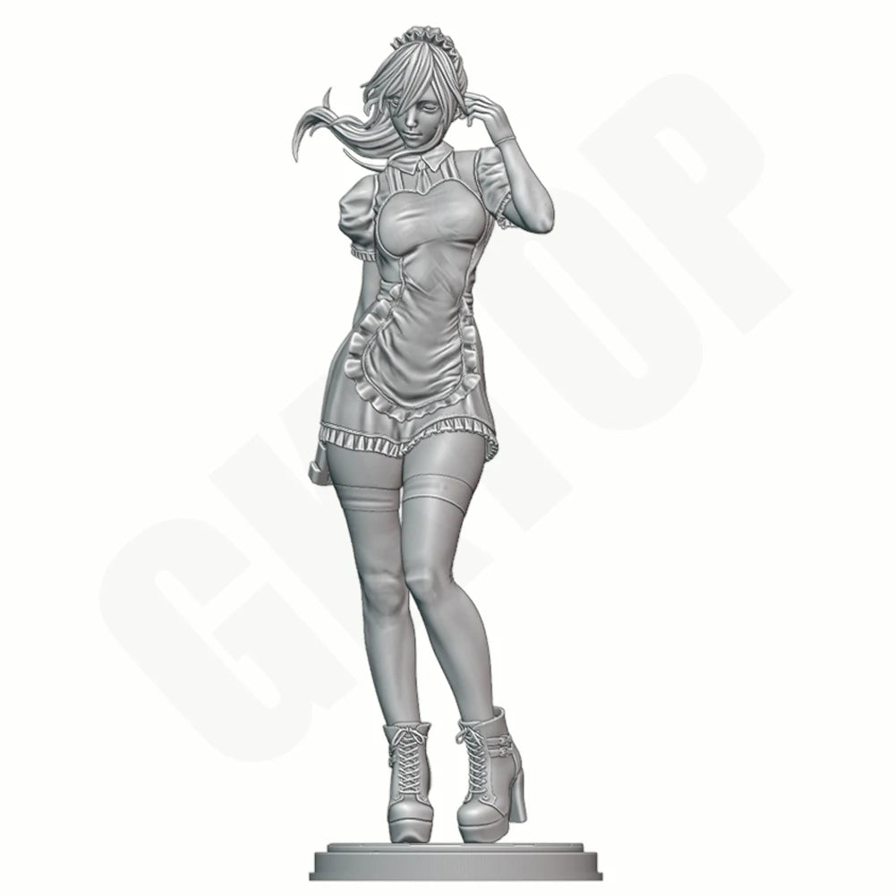 1/24 Maid with Gun, Resin Model Figure Kit, Anime Theme, Unassembled and Unpainted