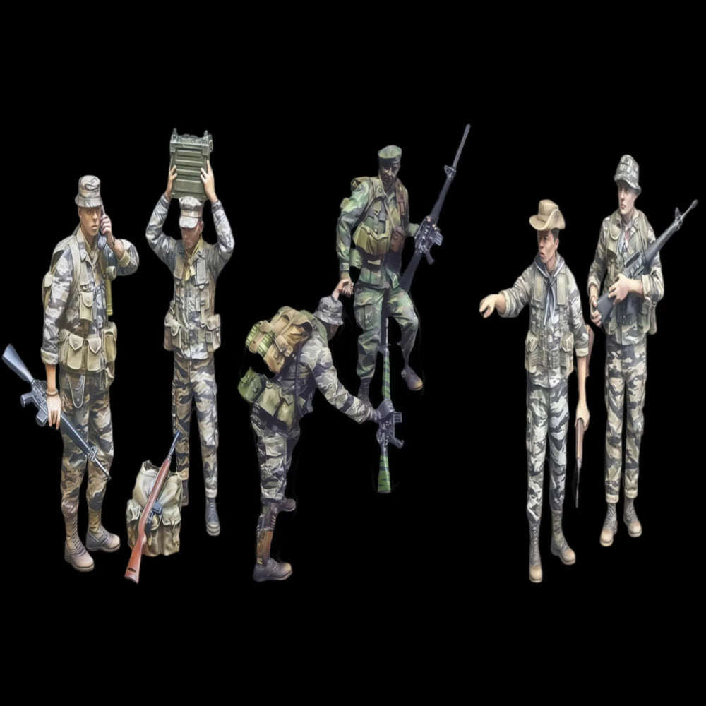 1/35 Modern Infantry Squad in Mixed Combat Positions, 6 Figures, Resin Model Figure Kit, Unassembled and Unpainted