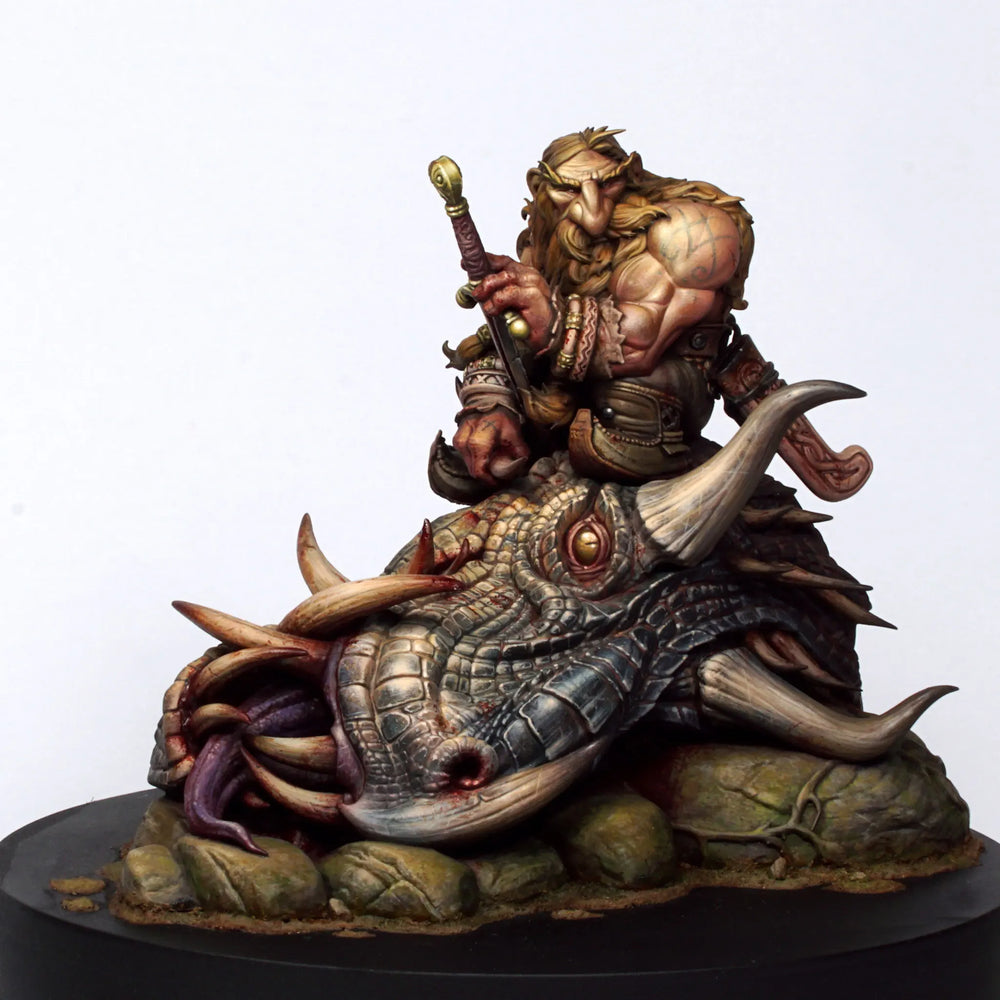 1/24 Demon Warrior with Beast, 2 Figures, Resin Model Figure Kit, Fantasy Theme, Unassembled and Unpainted
