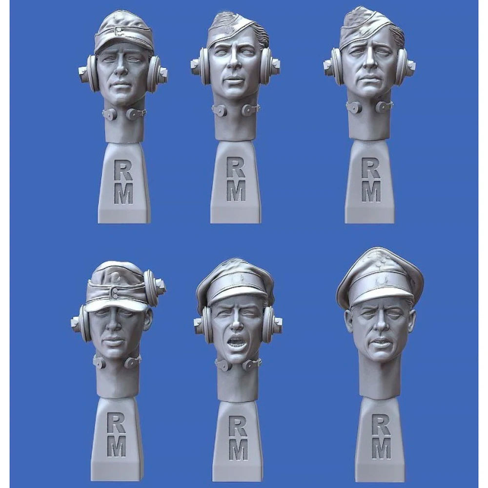 1/35 WWII Tanker Soldier Heads, 6 Figures, Resin Model Bust Kit, Unassembled and Unpainted