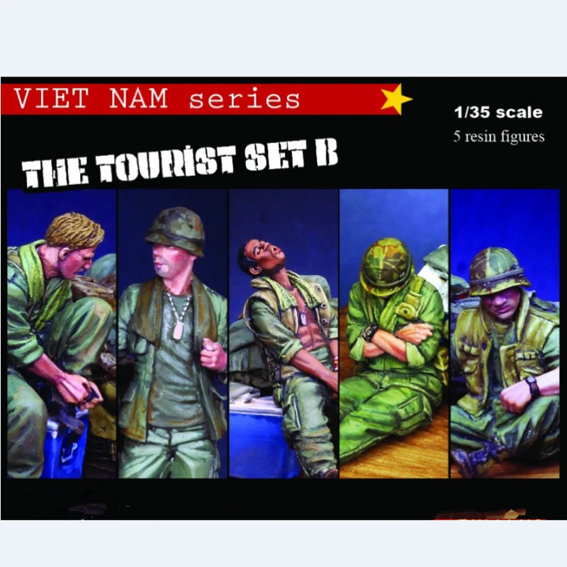 1/35 Vietnam War Soldiers and Civilians, 5 Figures, Resin Model Figure Kit, Unassembled and Unpainted