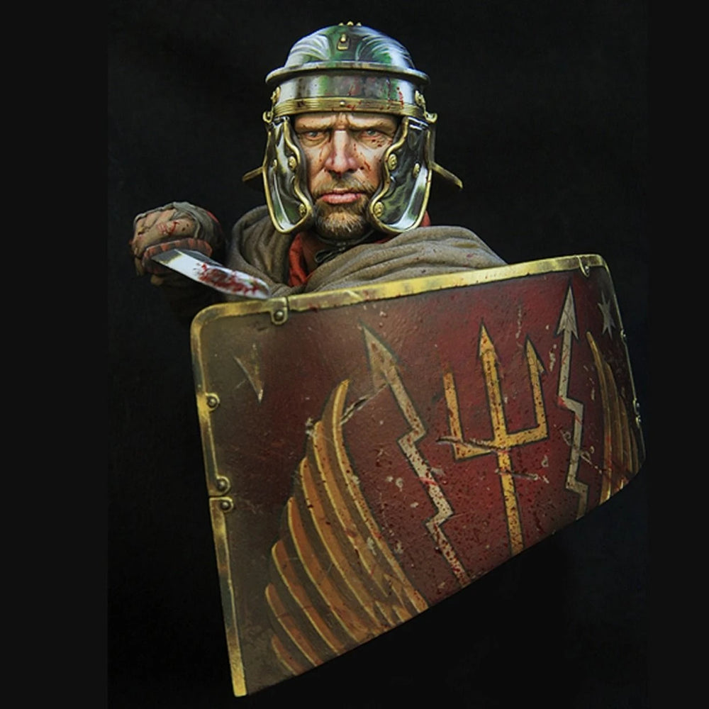 1/10 Ancient Roman Legionary with Imperial Shield, Resin Model Bust Kit, Unassembled and Unpainted
