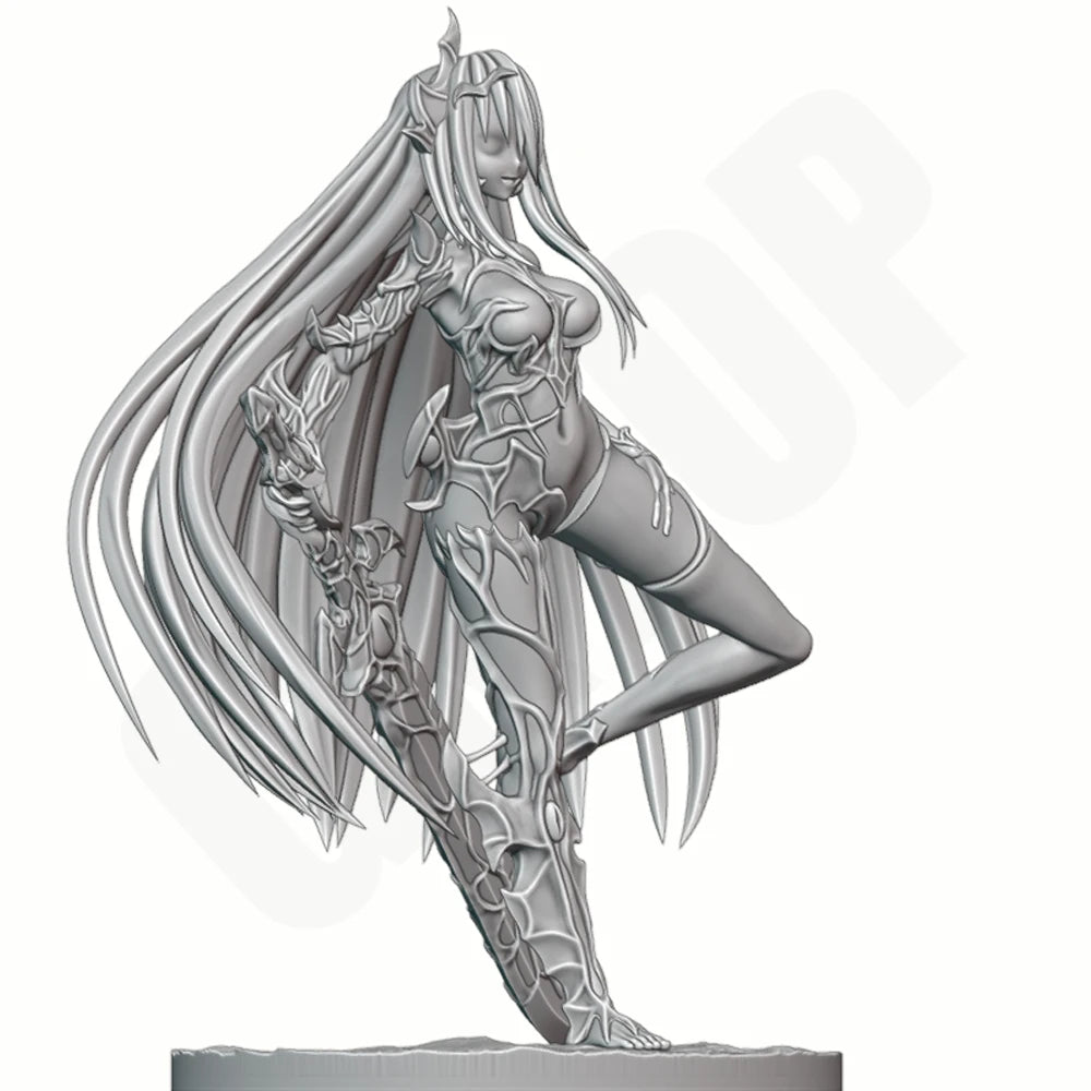 1/24 Winged Demoness Wielding Greatsword, Resin Model Figure Kit, Fantasy Theme, Unassembled and Unpainted