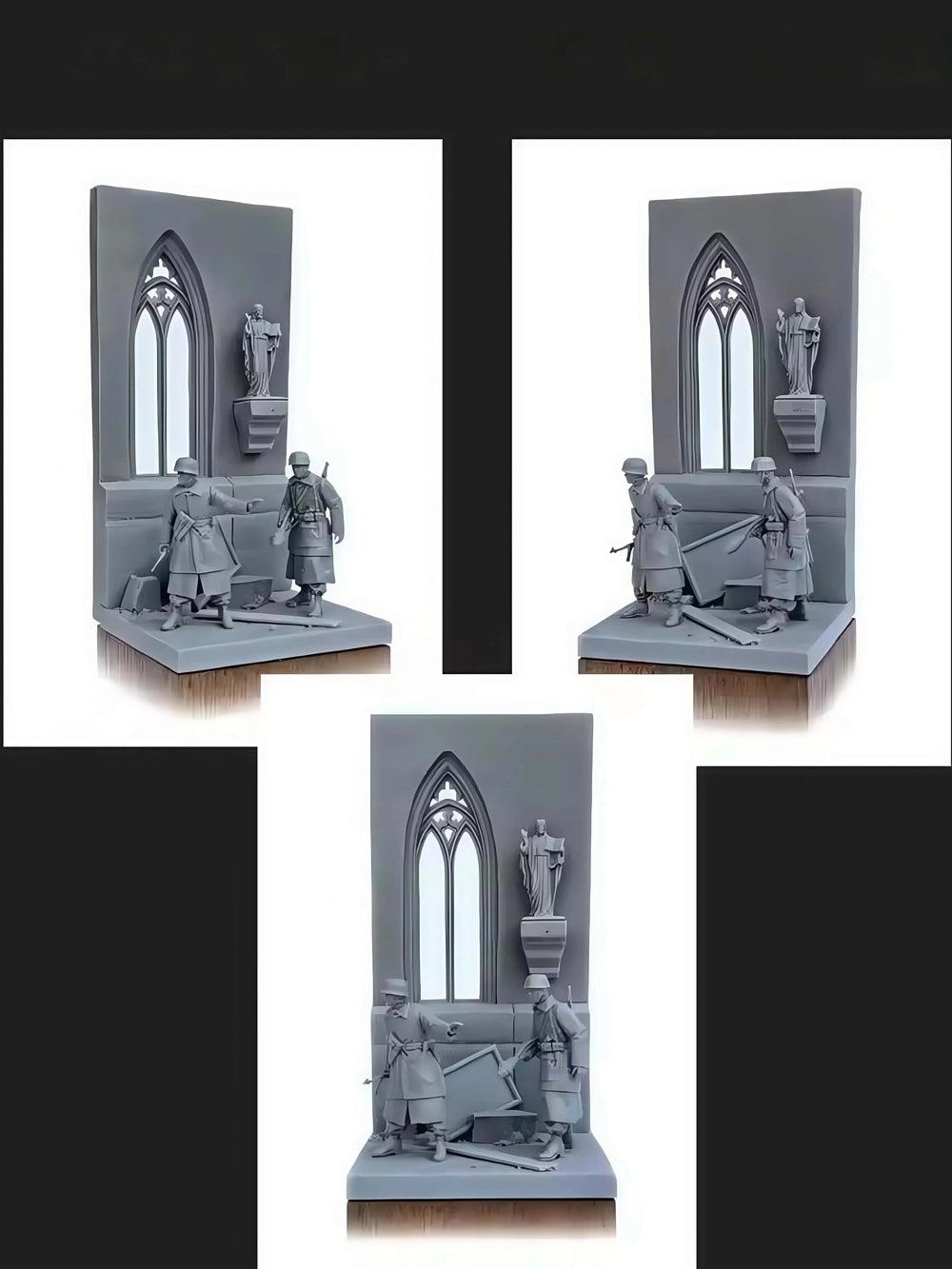 1/35 WWII Soldiers at Chapel, 2 Figures, Resin Model Figure Kit, Unassembled and Unpainted