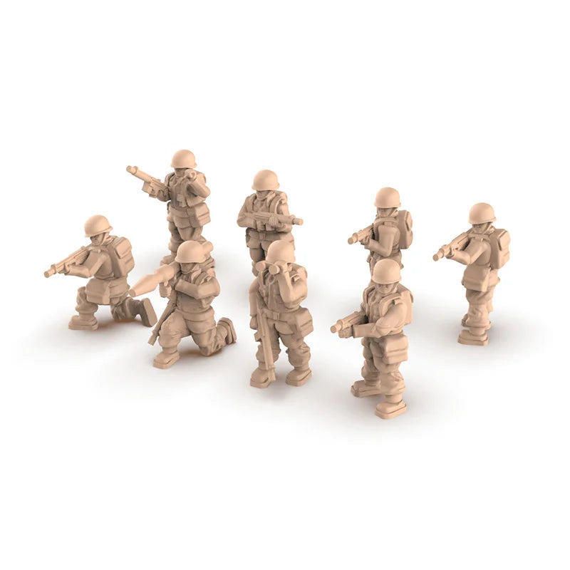 1/72 Modern Infantry Squad Advancing with Body Armor, 17 Figures, Resin Model Figure Kit, Unassembled and Unpainted