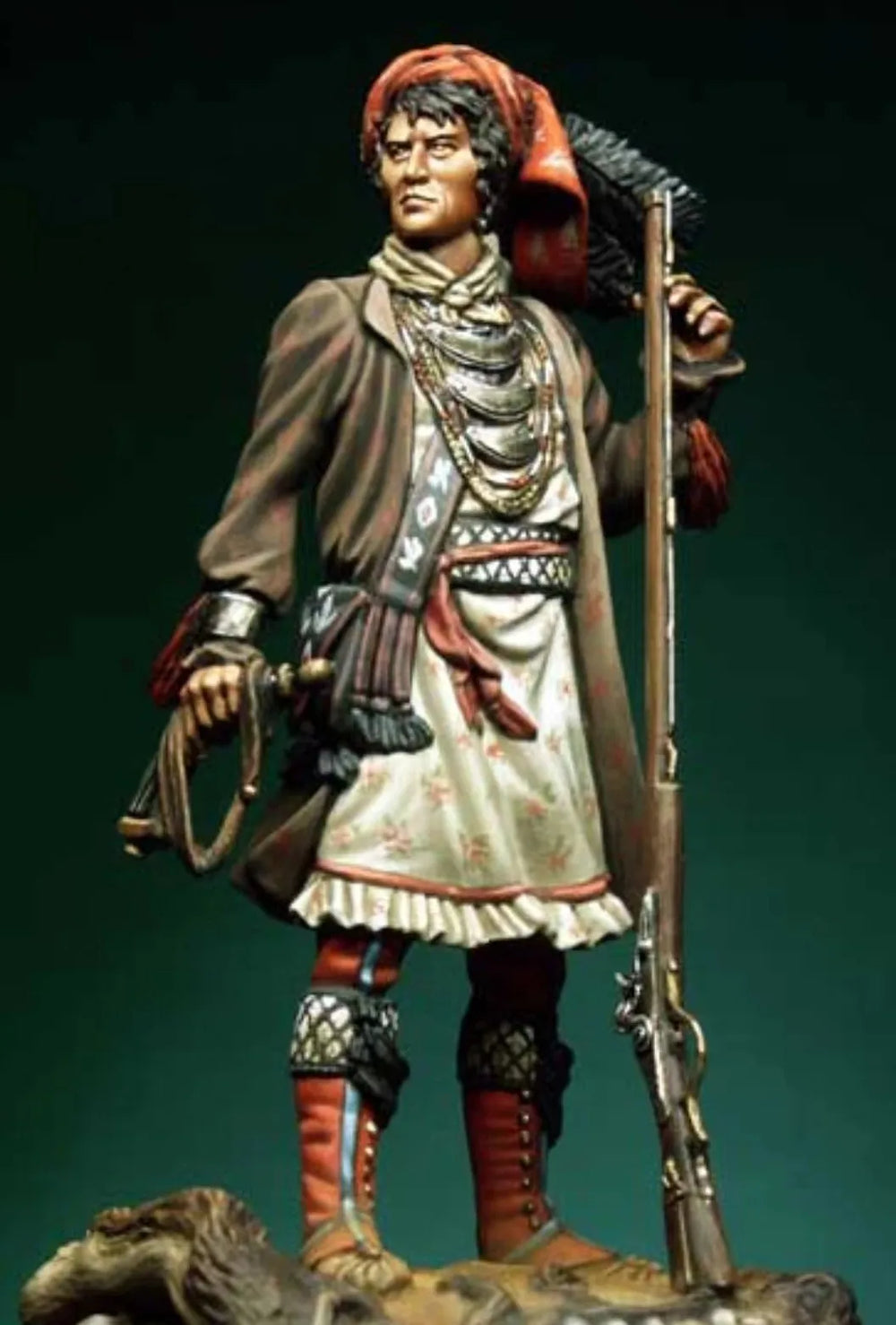 1/32 Napoleonic European Warrior with Spear, Resin Model Figure Kit, Unassembled and Unpainted