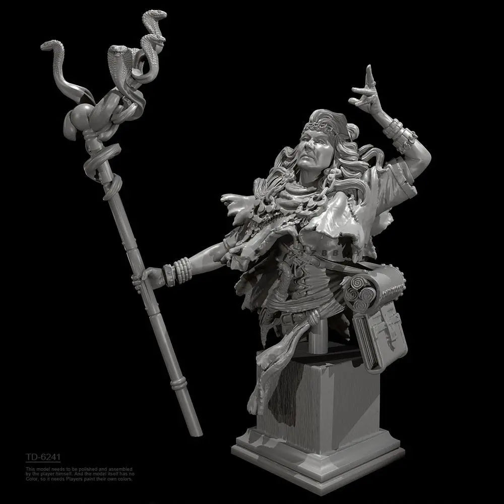 70mm Female Warrior & Mage, 3 Figures, Resin Model Figure Kit, Fantasy Theme, Unassembled and Unpainted