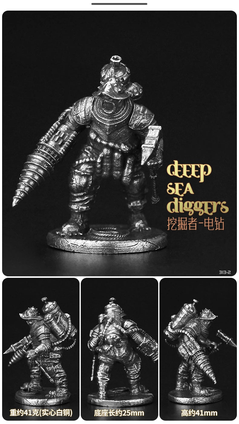28mm Deep-Sea Digger Warriors, 6 Figures, Resin Model Figure Kit, Fantasy Theme, Unassembled and Unpainted