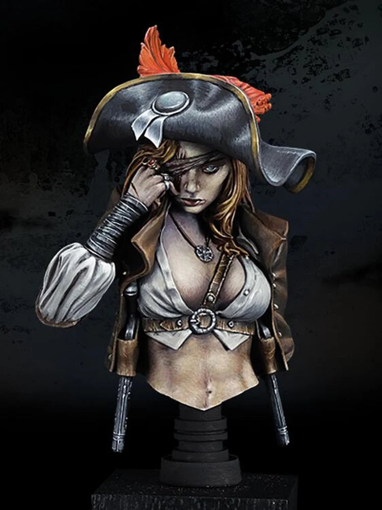1/10 Fantasy Pirate Woman, Resin Model Bust Kit, Unassembled and Unpainted