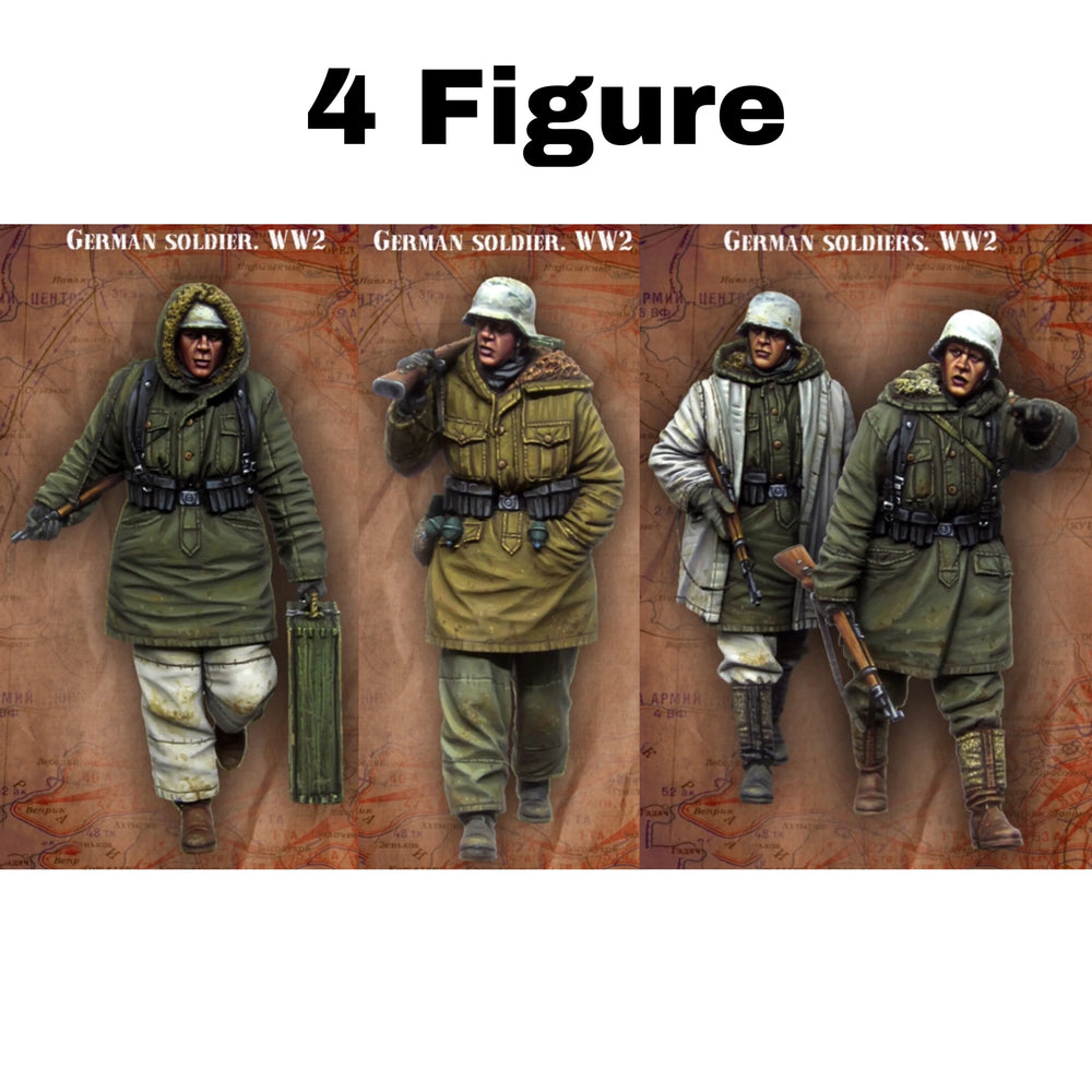 1/35 WWII German Infantry Mixed Uniforms, 4 Figures, Resin Model Figure Kit, Unassembled and Unpainted