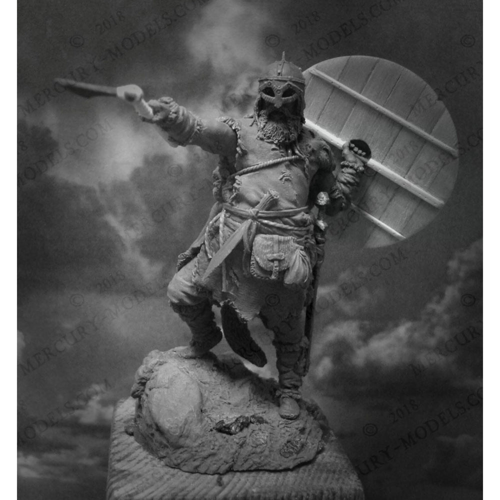 75mm Warrior with Shield and Staff, Resin Model Figure Kit, Fantasy Theme, Unassembled and Unpainted