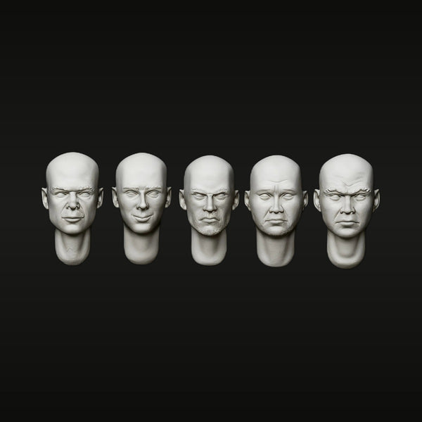 1/72 Scale Bald Male Head Variants Resin Miniature Bust Kit