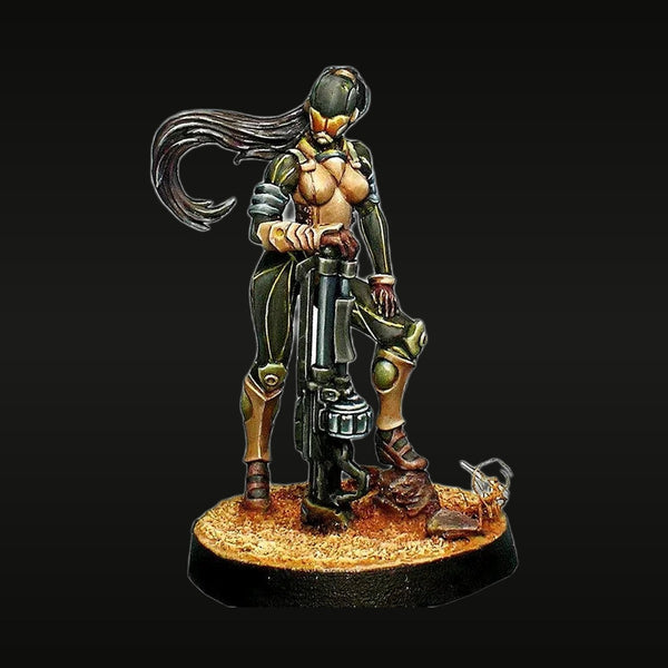 Cyberpunk Female Soldier with Heavy Rifle 1/48 Resin Figure Kit