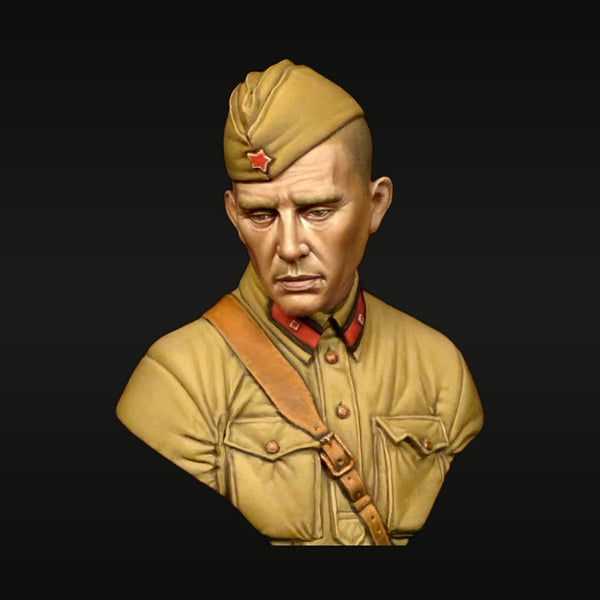 WWII Soviet Soldier with Pilotka Cap 1/10 Resin Bust Kit