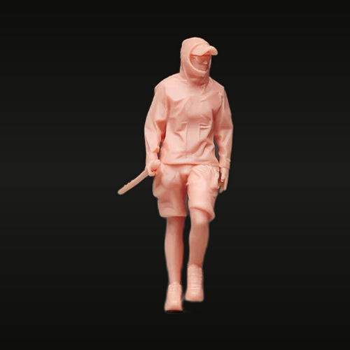 Modern Hiker with Trekking Poles 1/24 Resin Figure Kit