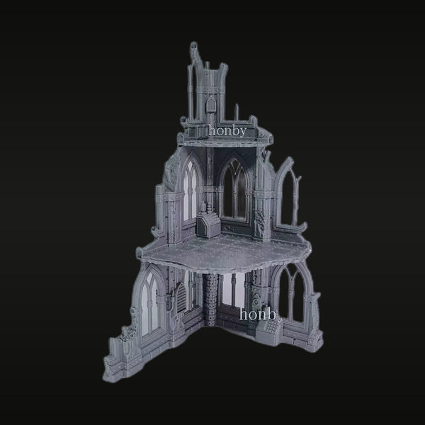 Gothic Ruins Tower Multi-Tier Diorama Resin Terrain Kit 28mm