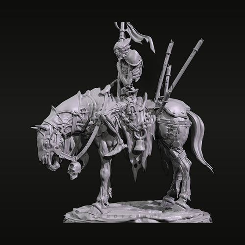 Mounted Skeleton Warrior with Dual Spears 60mm Resin Figure Kit