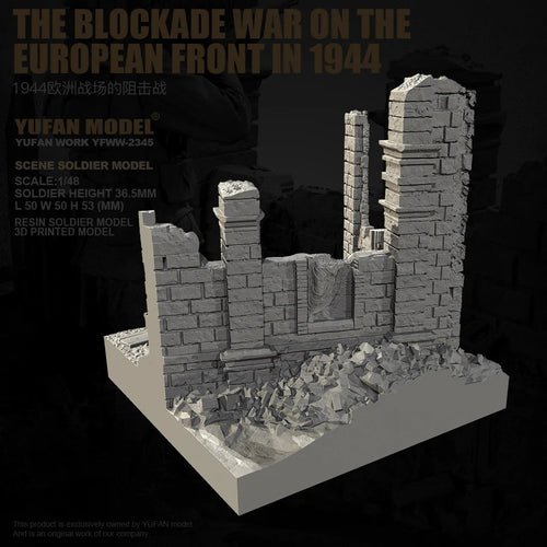 1944 Blockade War European Front Ruined Building 1/48 Resin Diorama Kit