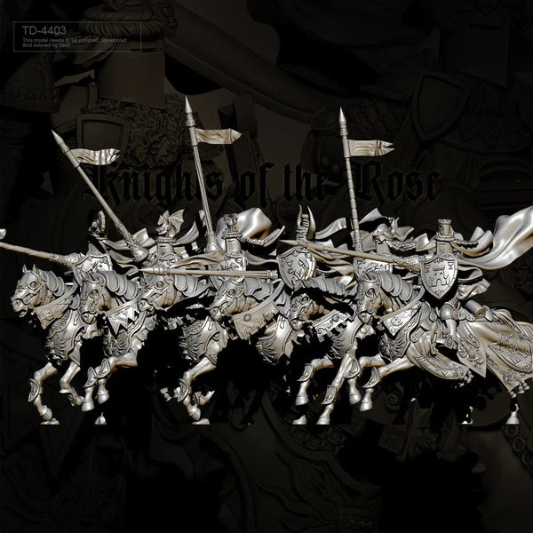 Fantasy Knights of the Rose Mounted Cavalry 5-Figure Set 75mm Resin Kit