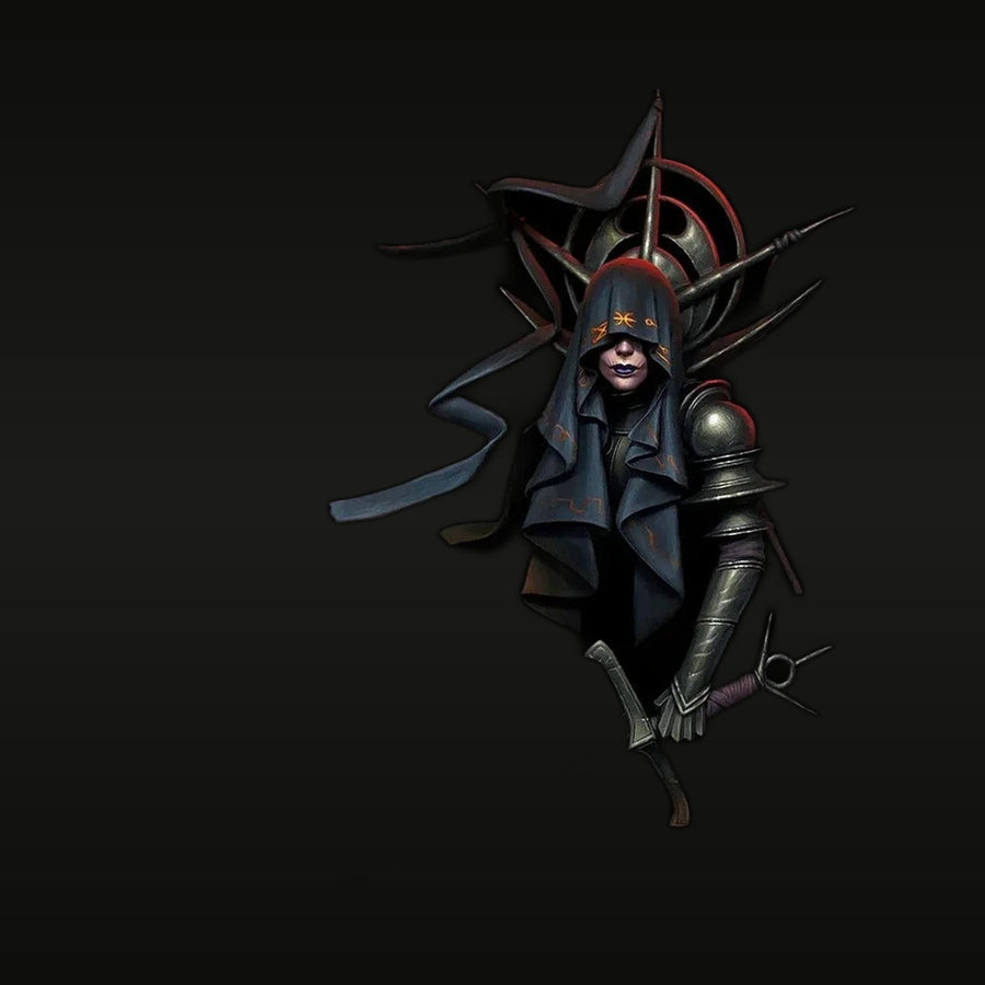 Fantasy Female Dark Assassin Warrior Bust with Spiked Halberd 1/10 Resin Kit - unpainted resin model kit