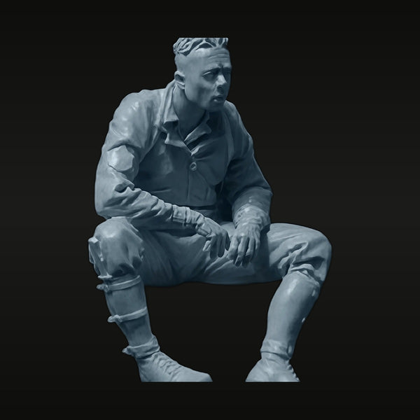 WWII US Soldier Seated Resting Pose 1/35 Resin Figure Kit