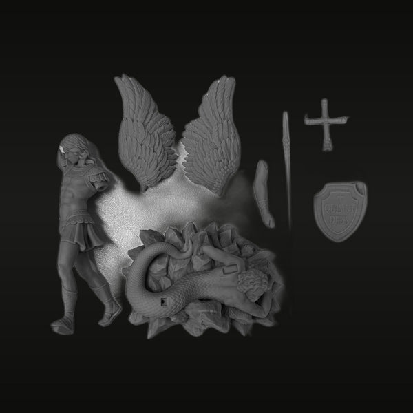 Saint Michael Archangel Defeating Dragon 75mm Resin Figure Kit
