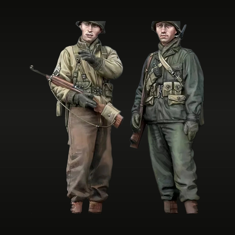 WWII US Army Infantry Soldier 2-Figure Set 1/35 Scale Resin Kit - unpainted resin model kit