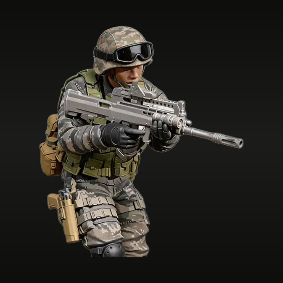 Modern Chinese PLA Special Forces Soldier with QBZ Bullpup Rifle 1/64 Resin Figure Kit - unpainted resin model kit