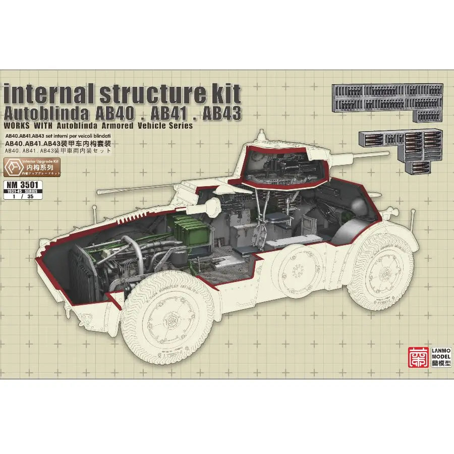 NM3501 Heavy&Lanmo 1/35 Autoblinda AB40/41/43 Armored Car Internal Structure Kit