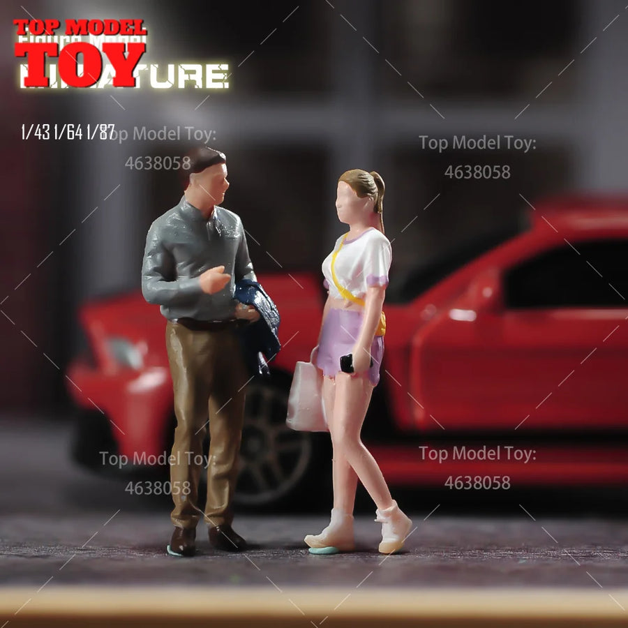 Painted Miniatures 1/87 1/64 1/43 Office Suit Man Fashion Girl Mini Scene Props Doll Figures Model for Cars Vehicles Toys