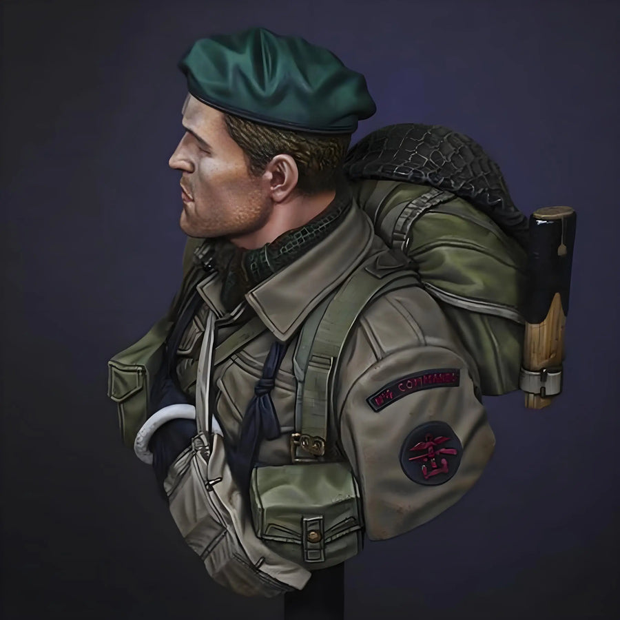 WWII British Commando with Stick Grenade 1/10 Resin Bust - resin model view 4