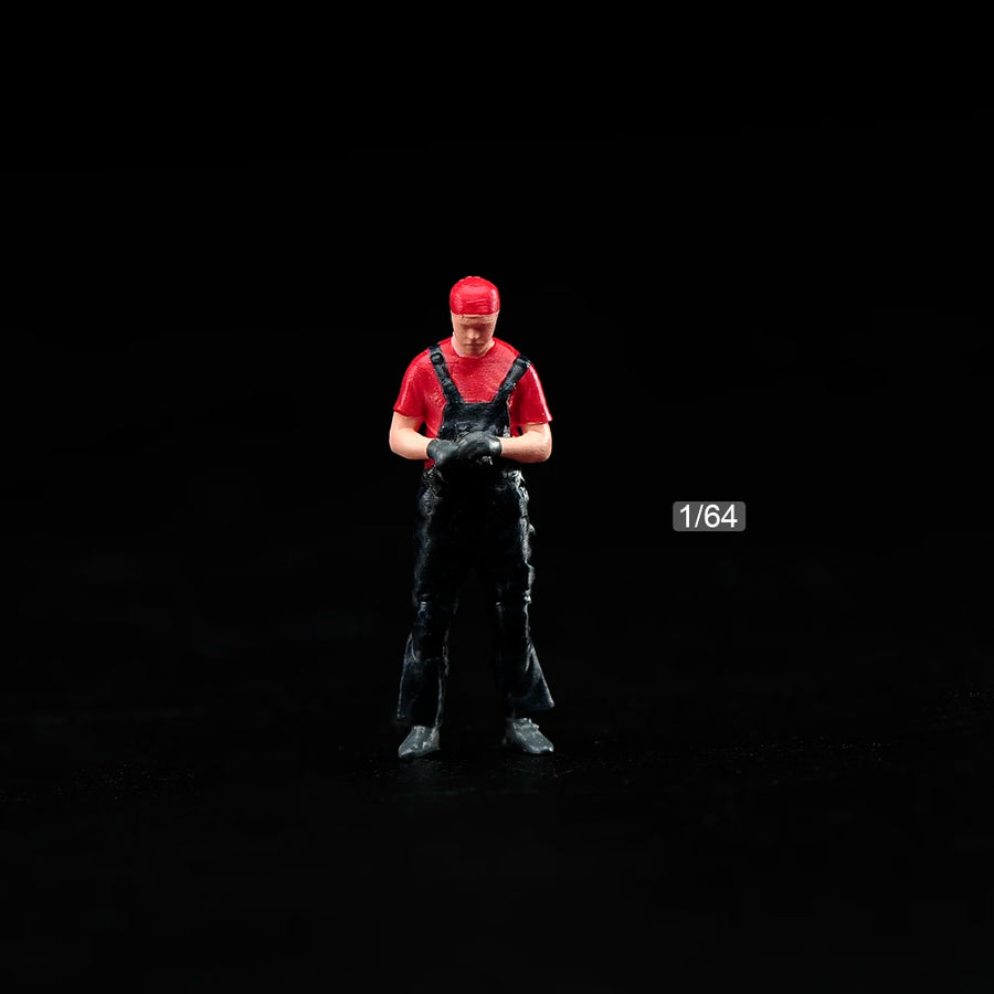 Painted Miniatures 1/64 Car Maintenance Worker Tire Man Figures Model Mini Scene Props Doll Figures Model for Vehicles Toys
