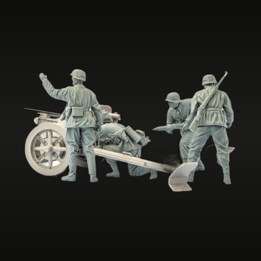 WWII German Field Artillery Crew Operating Gun 1/16 Resin Figure Set - unpainted resin model kit