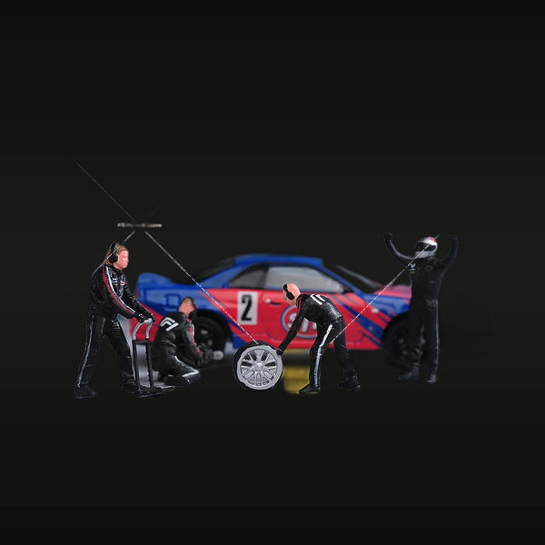 Racing Pit Crew Team 1/64 Resin Figure Set - 4 Motorsport Figures