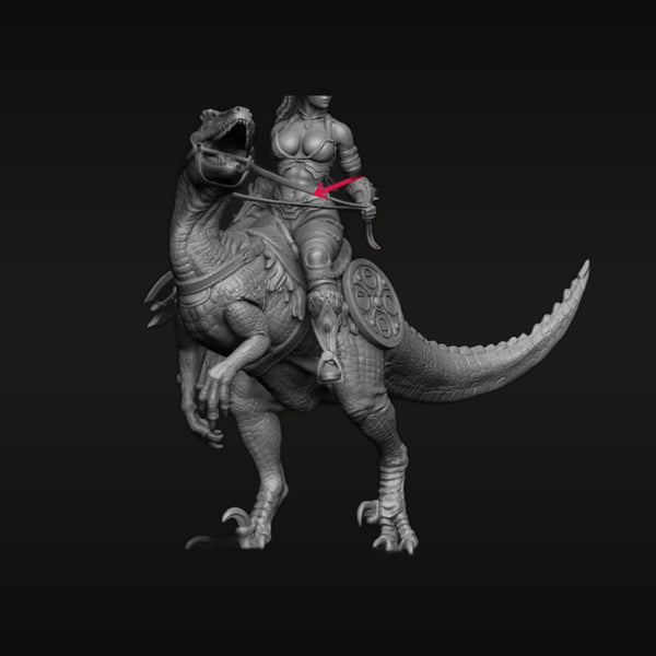 Fantasy Female Warrior on Theropod Dinosaur Mount 54mm Resin Figure Kit