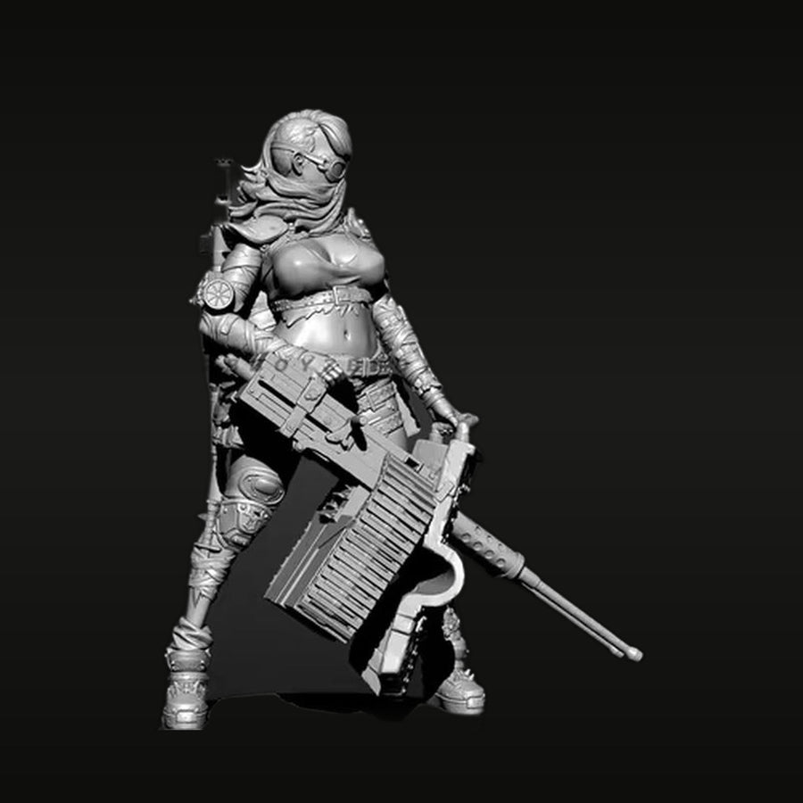 Sci-Fi Female Commando with Futuristic Rifle 50mm Resin Bust Kit - unpainted resin model kit