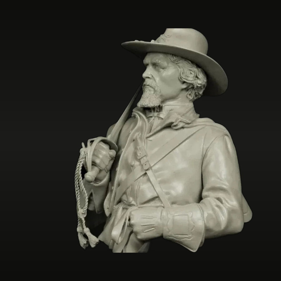 American Civil War Confederate Cavalry Officer with Lasso 1/12 Resin Bust - unpainted resin model kit