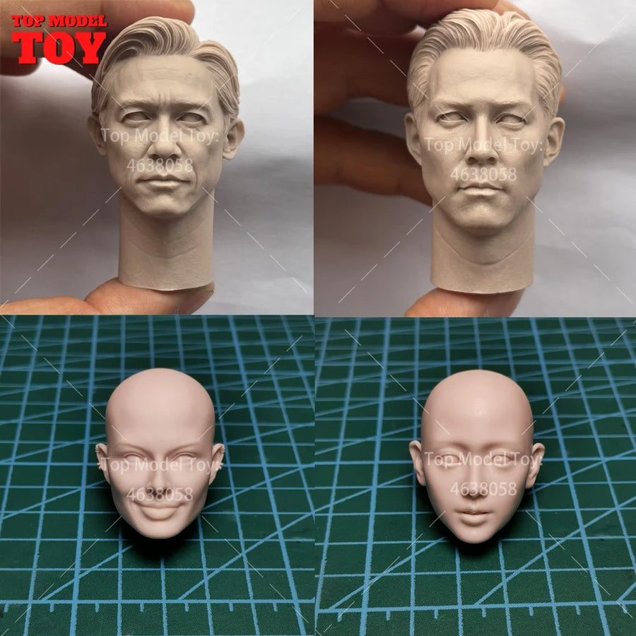 1/6 Scale Unpainted Tony Leung Chiu Wai Head Sculpt Carving Korea China Star Model for 12'' Soldier Action Figure Body Dolls