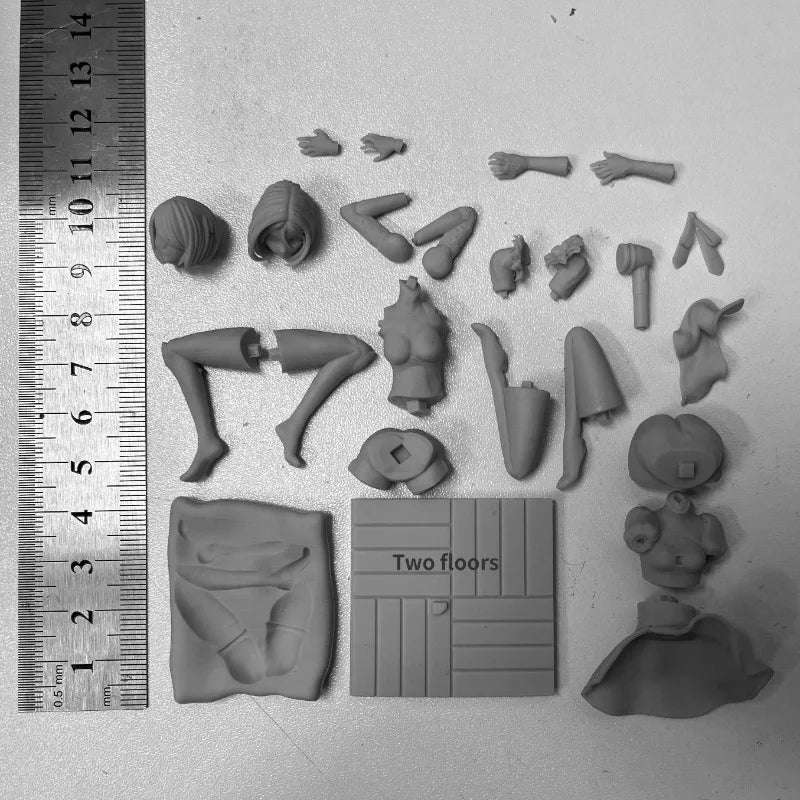 Sci-Fi Anime Female Cyborg Seated Chibi 1/24 Resin Figure Kit - resin model view 2
