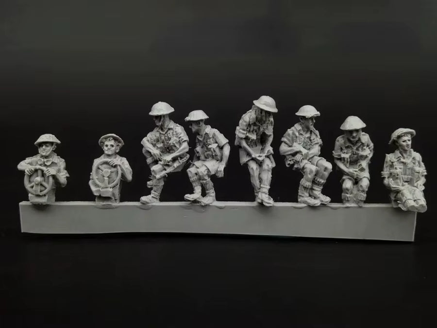 1/72 Scale Diecast Resin Figure Model Kit WWII British Universal Carrier Crew 8 Figures Unpainted