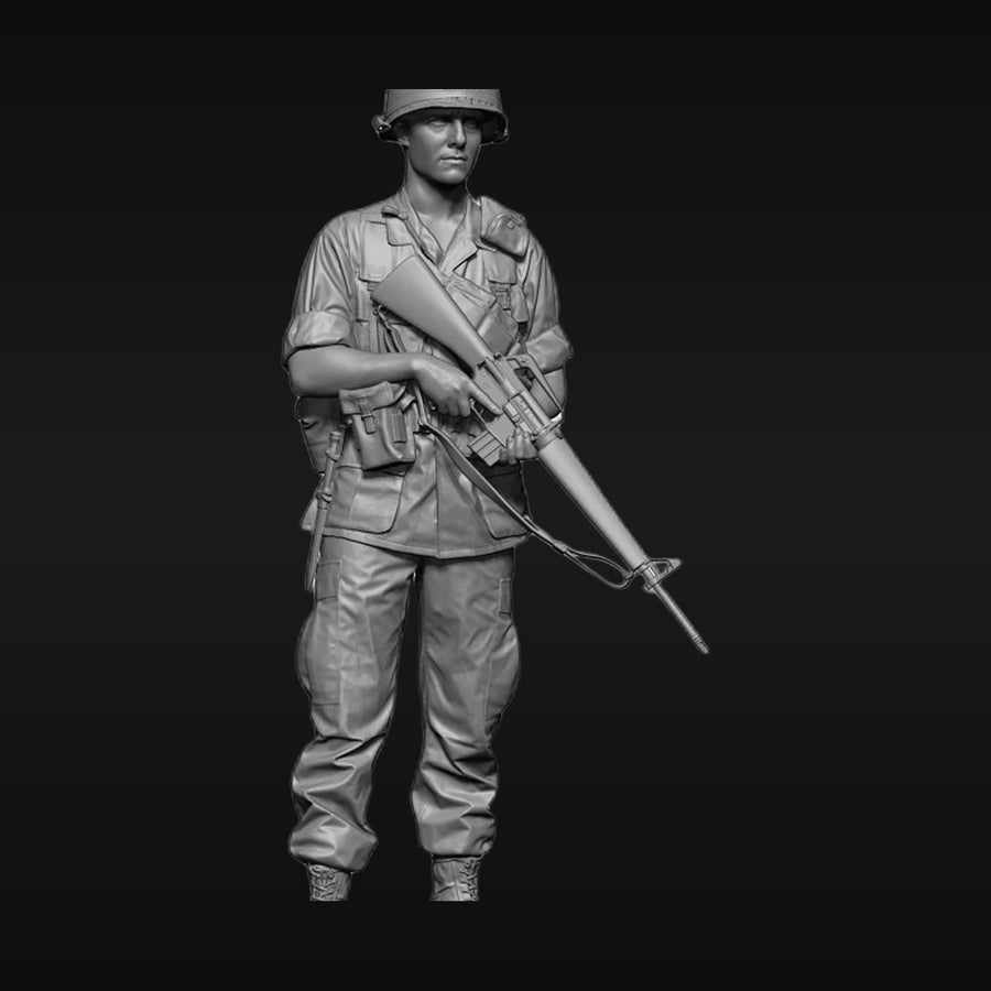 Vietnam War US Rifleman with M16 1/35 Resin Figure Kit - unpainted resin model kit