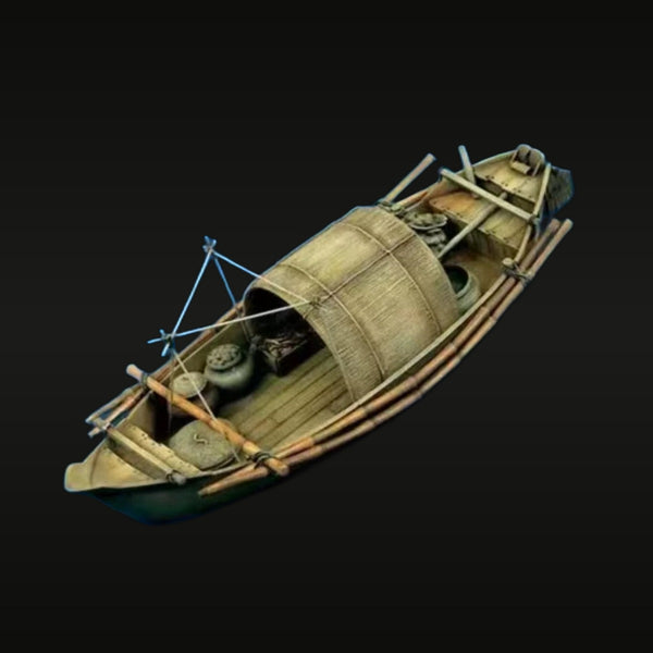 Wooden Fishing Sampan with Rigging and Cargo 1/35 Resin Ship Kit