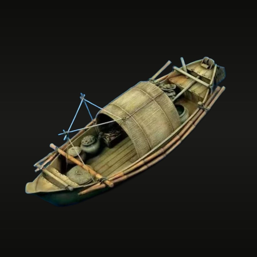 Wooden Fishing Sampan with Rigging and Cargo 1/35 Resin Ship Kit - unpainted resin model kit