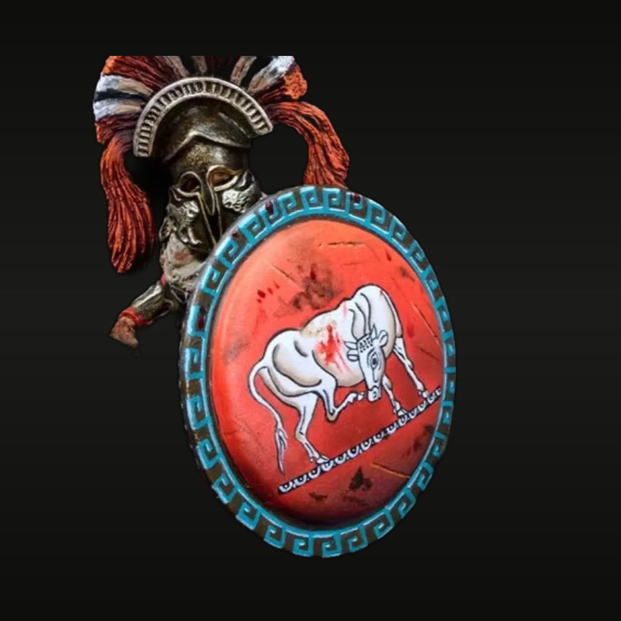 Ancient Greek Hoplite Warrior with Bull Shield 1/24 Resin Bust Kit - unpainted resin model kit