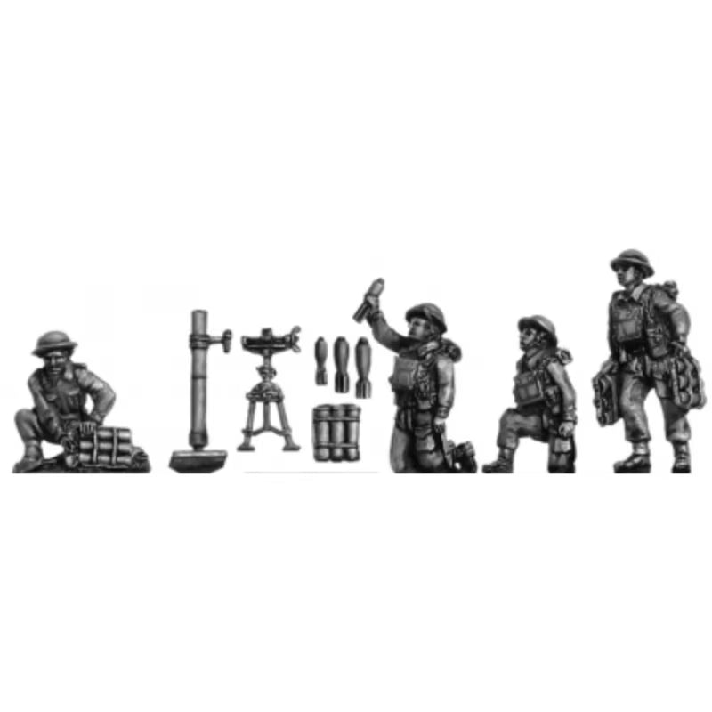 1/72 Scale Resin Figure Model Kit British Army BEF 3 Inch Mortar Team Micro Scene Layout Unassembled and Unpainted DIY Toys