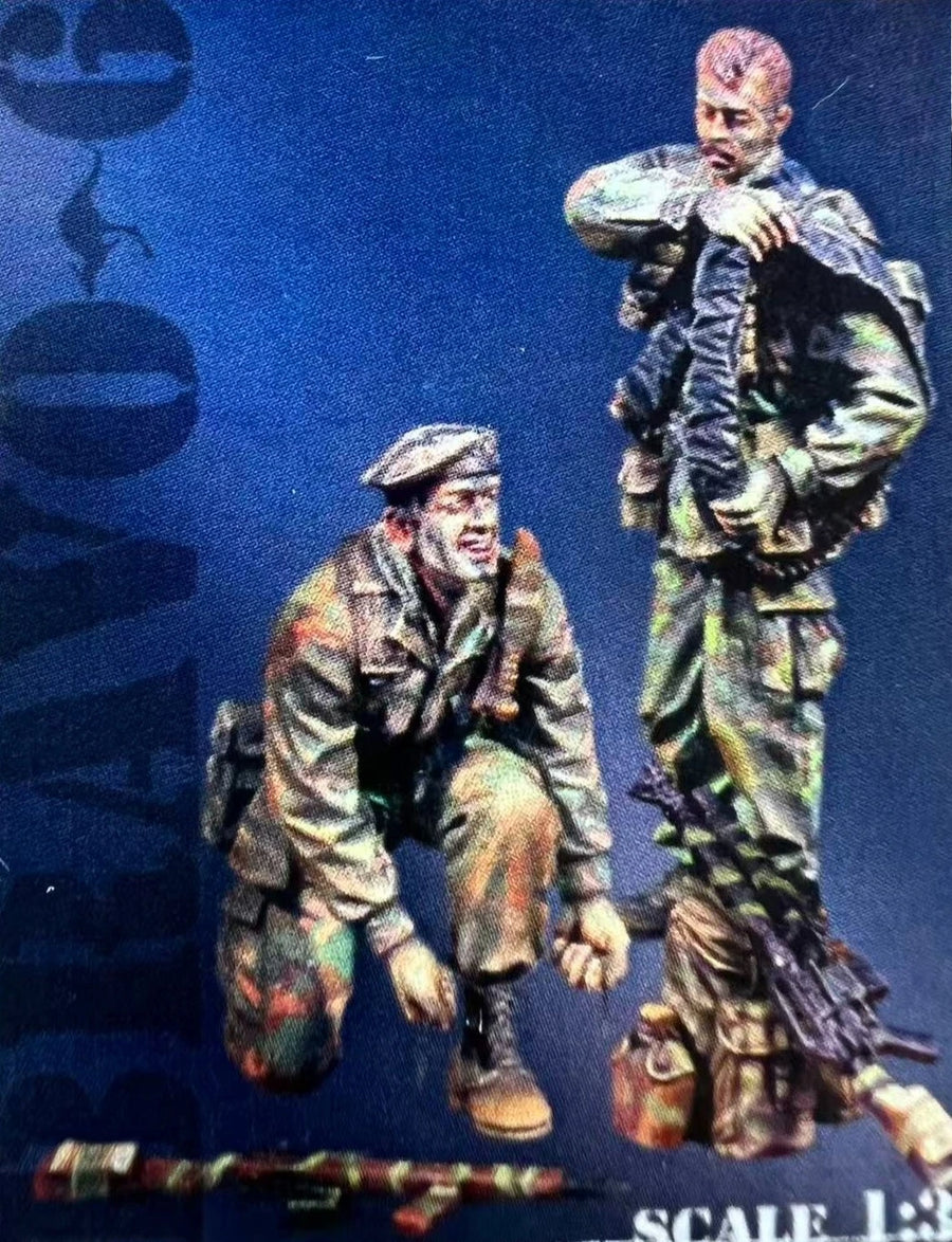 High Precision 1/35 Cast Resin Model, Special Forces Jungle Combat Scene Model, Toy Unpainted