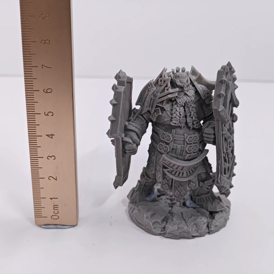 Dwarf Warrior with Dual Axes 75mm Resin Figure Kit - resin model view 2