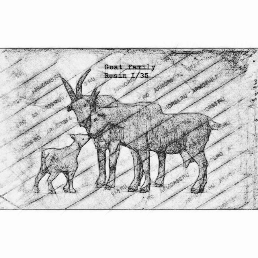 1/35 Scale Resin Unpainted Model Kit, Unassembled and Unpainted Goat, Mother Goat, and Baby Goat, GK