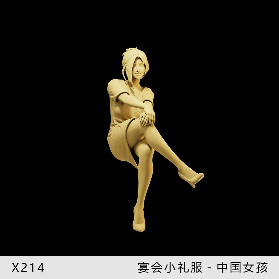 Civilian Modern Woman in Elegant Dress 1/64 Resin Figure Kit - resin model view 4